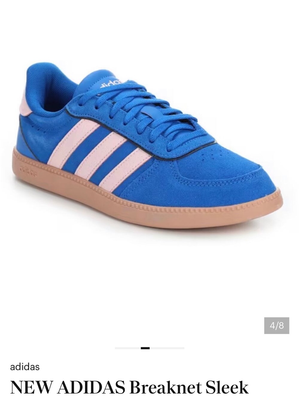 adidas Breaknet Sneaker in Bright Blue with Pink Stripes